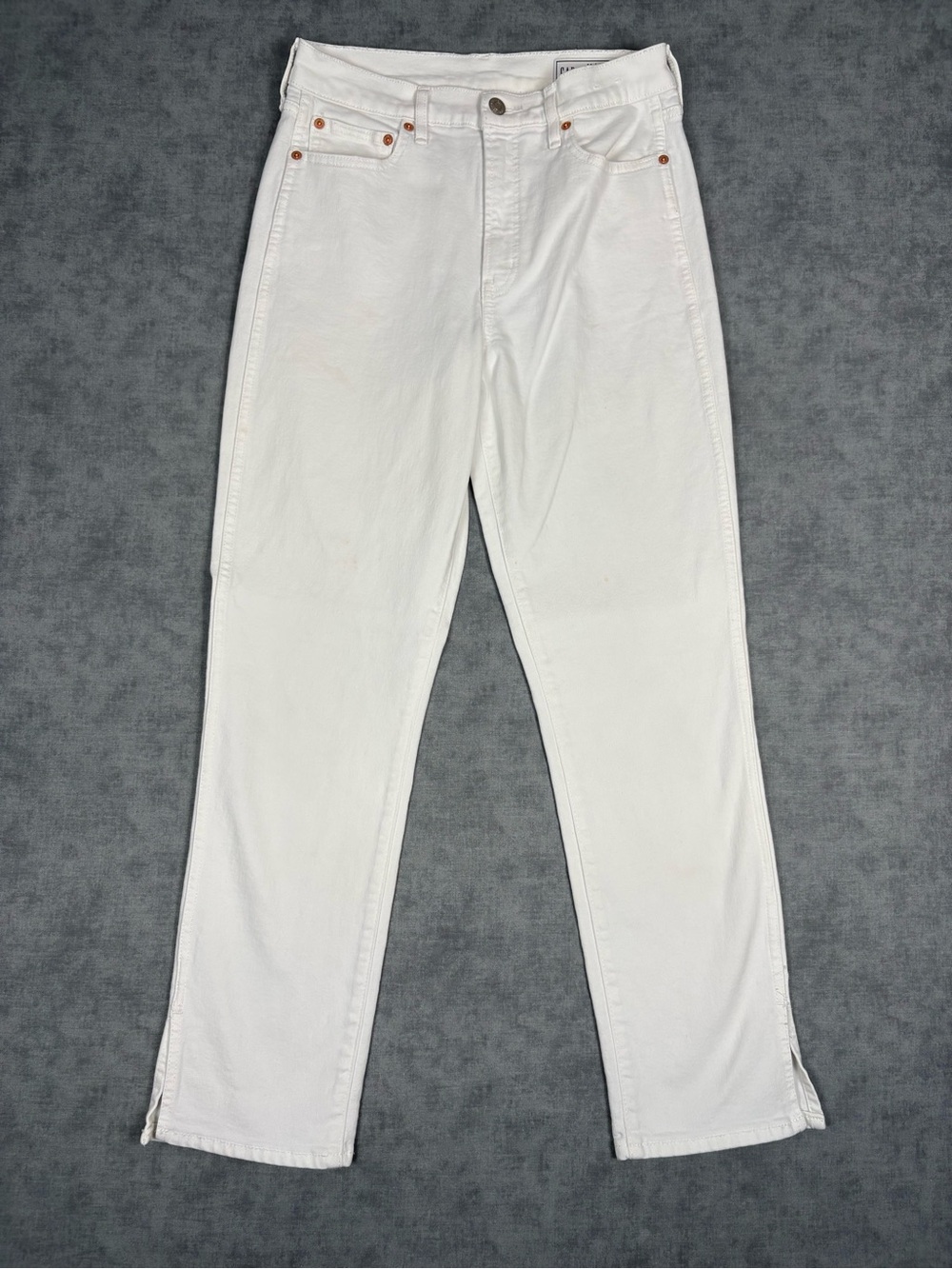 GAP Vintage Slim High Rise Jeans Women’s 28 6R White Split Hem Stretch